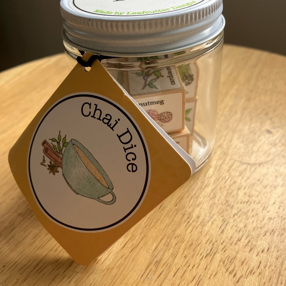 Chai Dice in Glass Jar